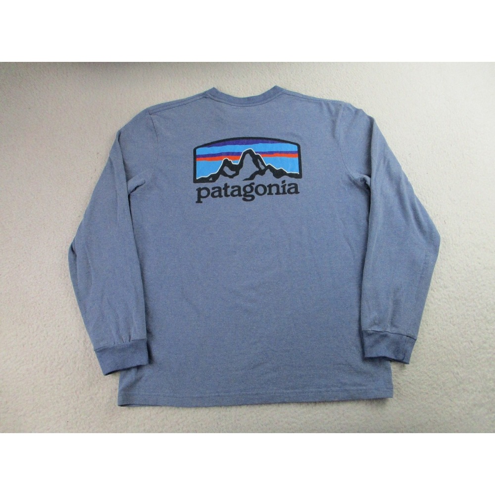 Patagonia Shirt Mens Extra Small Blue Long Sleeve Responsibili-Tee Logo‎ Outdoor